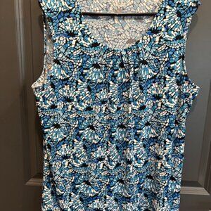 Christopher & Banks XL Women's Blue/Black/White Sleeveless Blouse